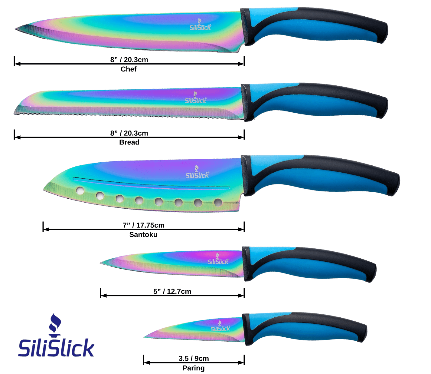 Kitchen Knife Set - Blue Handle